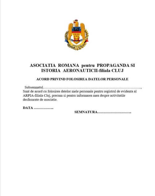 acord privind folosirea datelor pesonale